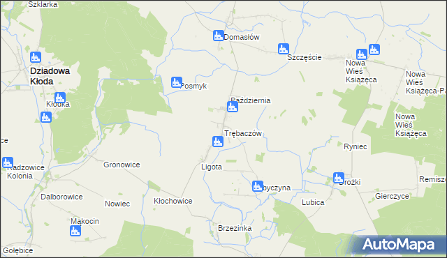 mapa Trębaczów gmina Perzów, Trębaczów gmina Perzów na mapie Targeo