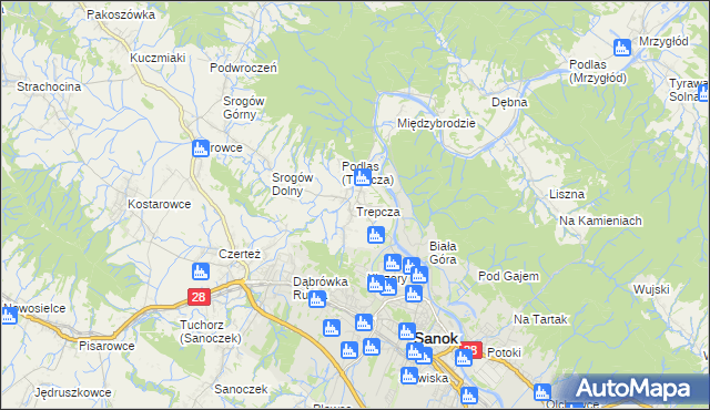 mapa Trepcza, Trepcza na mapie Targeo