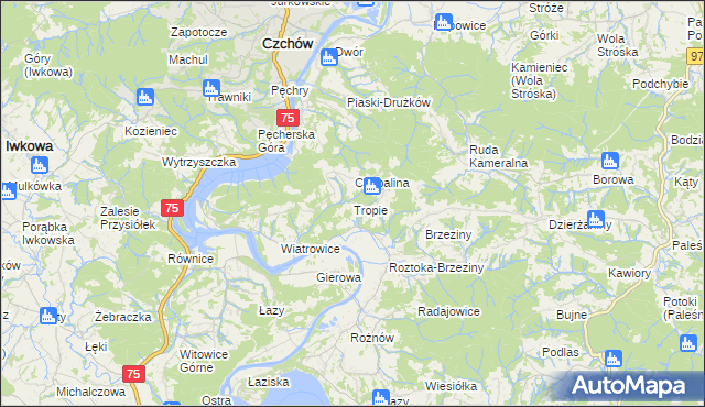 mapa Tropie gmina Gródek nad Dunajcem, Tropie gmina Gródek nad Dunajcem na mapie Targeo