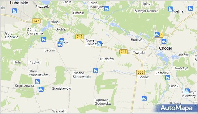 mapa Truszków, Truszków na mapie Targeo