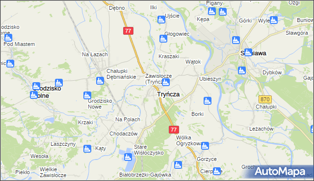 mapa Tryńcza, Tryńcza na mapie Targeo