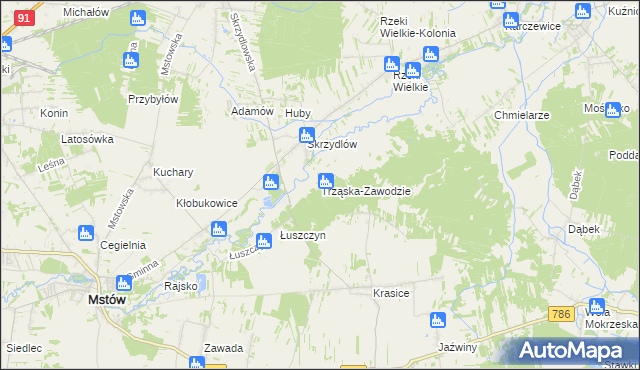 mapa Trząska-Zawodzie, Trząska-Zawodzie na mapie Targeo