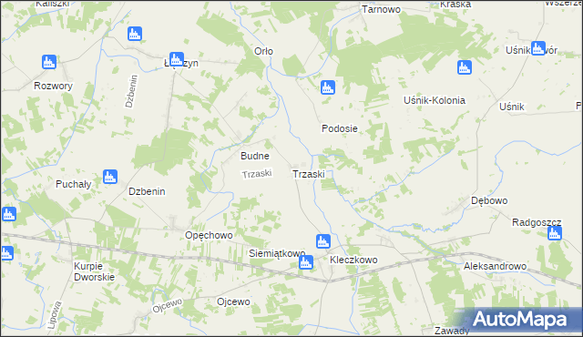 mapa Trzaski gmina Troszyn, Trzaski gmina Troszyn na mapie Targeo