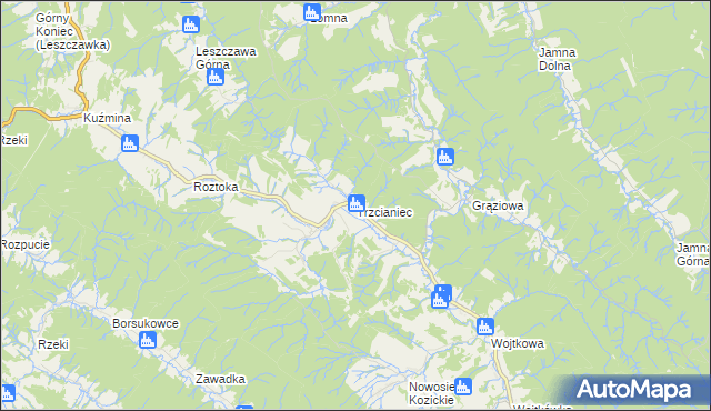 mapa Trzcianiec, Trzcianiec na mapie Targeo