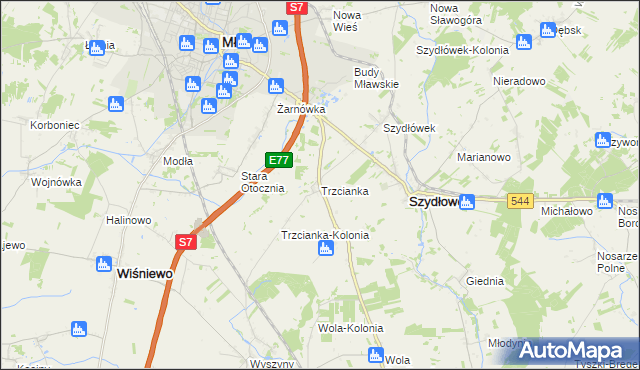 mapa Trzcianka gmina Szydłowo, Trzcianka gmina Szydłowo na mapie Targeo