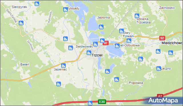 mapa Trzciel powiat międzyrzecki, Trzciel powiat międzyrzecki na mapie Targeo