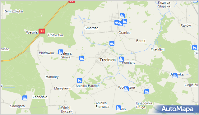 mapa Trzcinica powiat kępiński, Trzcinica powiat kępiński na mapie Targeo