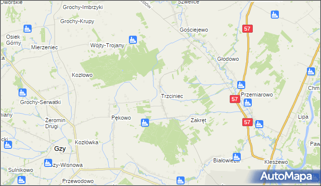 mapa Trzciniec gmina Pułtusk, Trzciniec gmina Pułtusk na mapie Targeo
