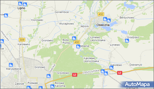 mapa Trzebania, Trzebania na mapie Targeo