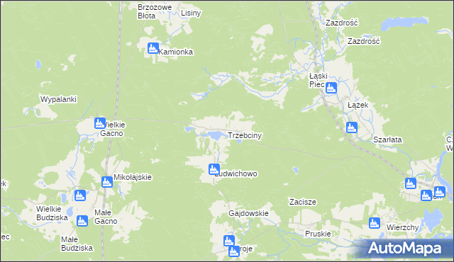 mapa Trzebciny, Trzebciny na mapie Targeo