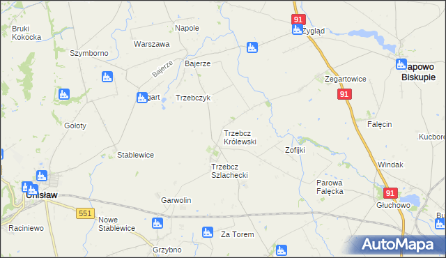 mapa Trzebcz Królewski, Trzebcz Królewski na mapie Targeo