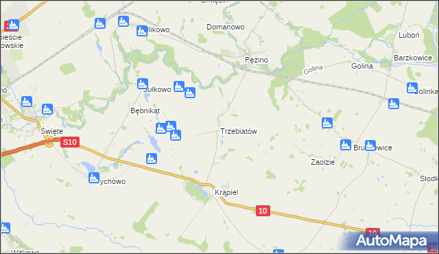 mapa Trzebiatów gmina Stargard, Trzebiatów gmina Stargard na mapie Targeo