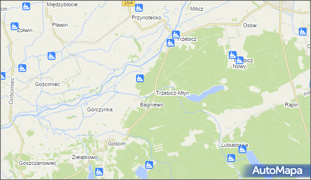 mapa Trzebicz-Młyn, Trzebicz-Młyn na mapie Targeo