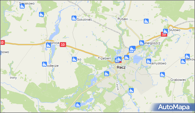 mapa Trzebień gmina Recz, Trzebień gmina Recz na mapie Targeo