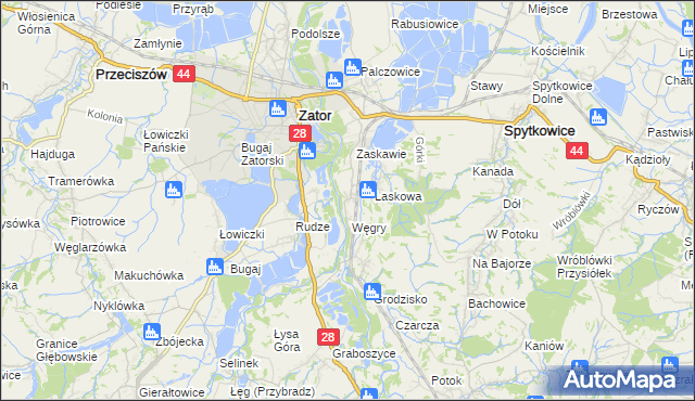 mapa Trzebieńczyce, Trzebieńczyce na mapie Targeo