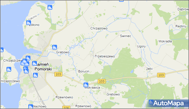 mapa Trzebieszewo, Trzebieszewo na mapie Targeo