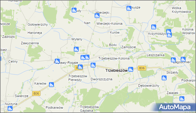 mapa Trzebieszów-Kolonia, Trzebieszów-Kolonia na mapie Targeo