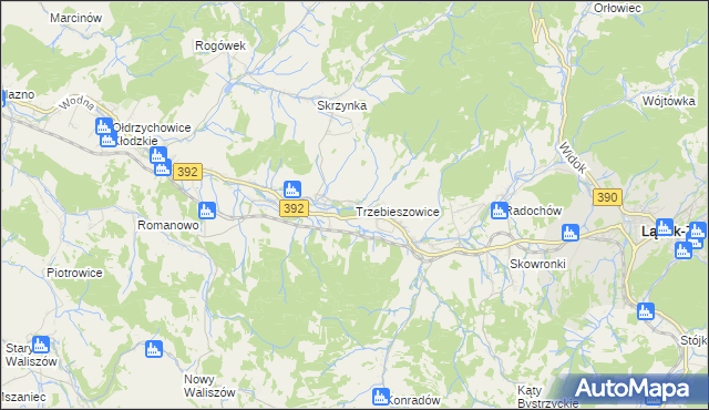 mapa Trzebieszowice, Trzebieszowice na mapie Targeo