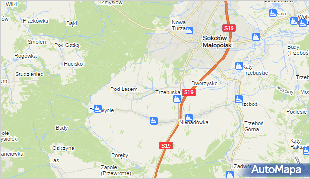 mapa Trzebuska, Trzebuska na mapie Targeo