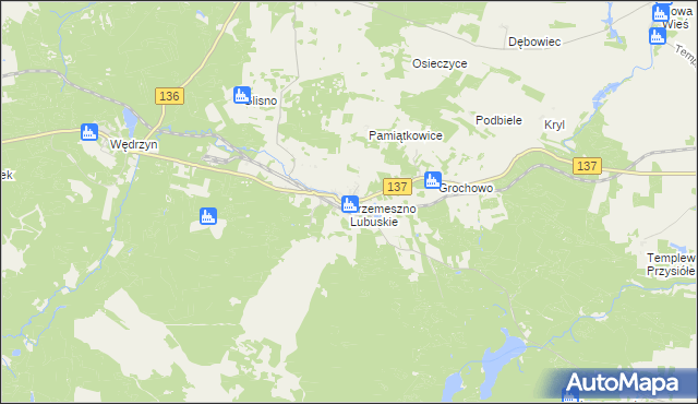 mapa Trzemeszno Lubuskie, Trzemeszno Lubuskie na mapie Targeo