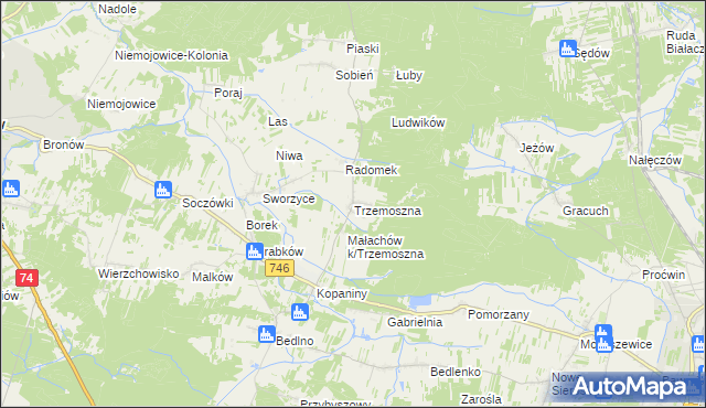 mapa Trzemoszna, Trzemoszna na mapie Targeo