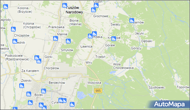 mapa Trześń gmina Mielec, Trześń gmina Mielec na mapie Targeo