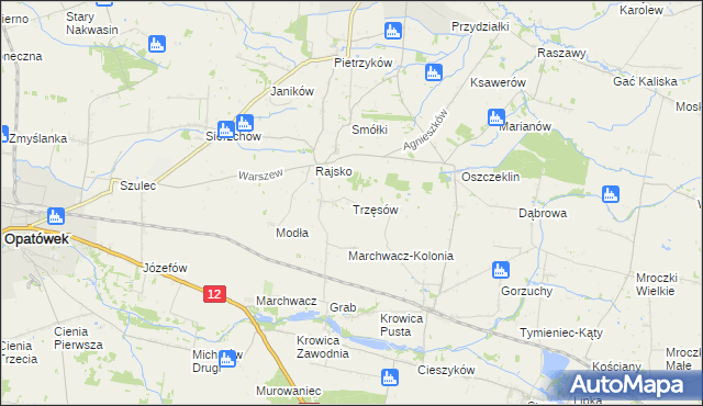 mapa Trzęsów gmina Szczytniki, Trzęsów gmina Szczytniki na mapie Targeo