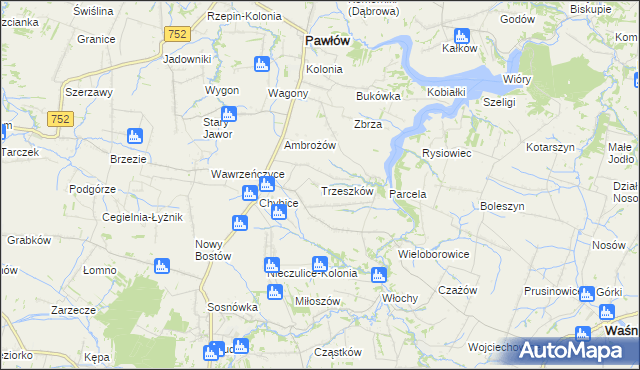 mapa Trzeszków, Trzeszków na mapie Targeo