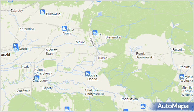 mapa Tuchla, Tuchla na mapie Targeo