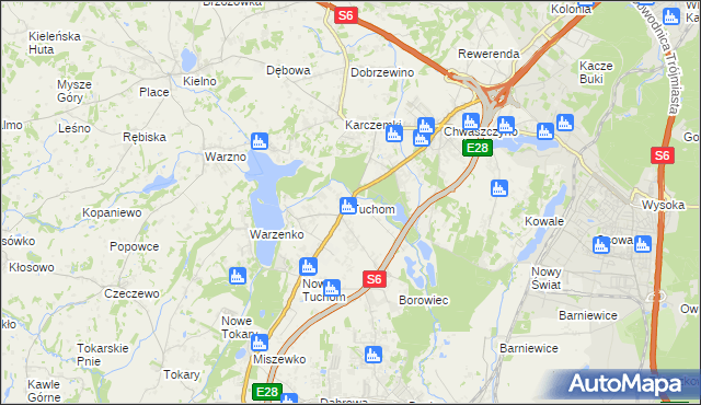 mapa Tuchom, Tuchom na mapie Targeo