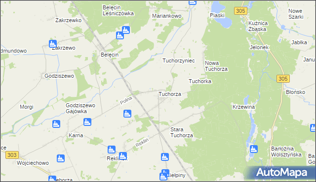 mapa Tuchorza, Tuchorza na mapie Targeo