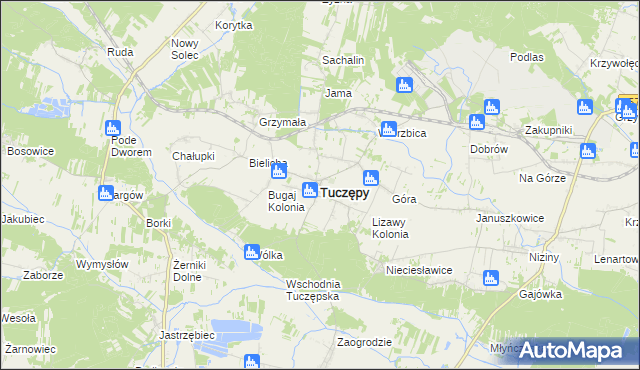 mapa Tuczępy powiat buski, Tuczępy powiat buski na mapie Targeo