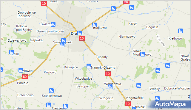 mapa Tupadły gmina Drobin, Tupadły gmina Drobin na mapie Targeo