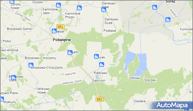 mapa Turek gmina Poświętne, Turek gmina Poświętne na mapie Targeo