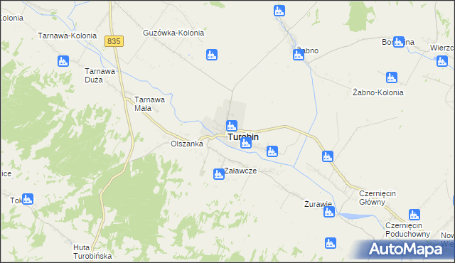 mapa Turobin, Turobin na mapie Targeo