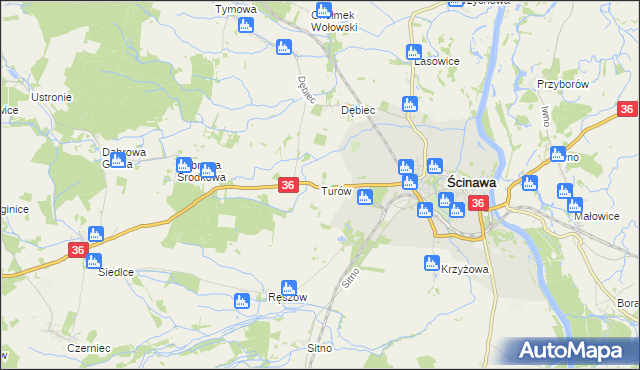 mapa Turów gmina Ścinawa, Turów gmina Ścinawa na mapie Targeo