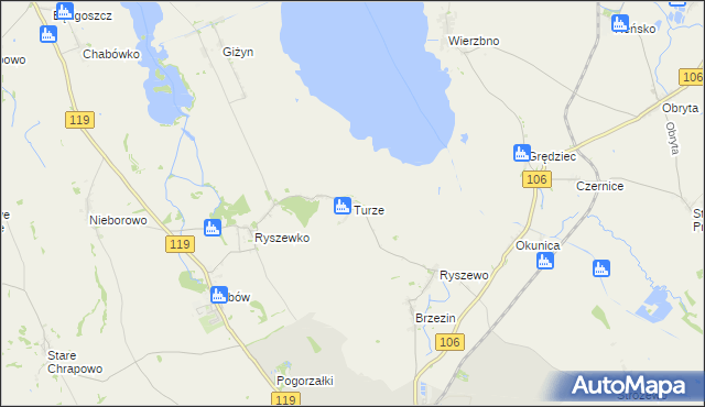 mapa Turze gmina Pyrzyce, Turze gmina Pyrzyce na mapie Targeo