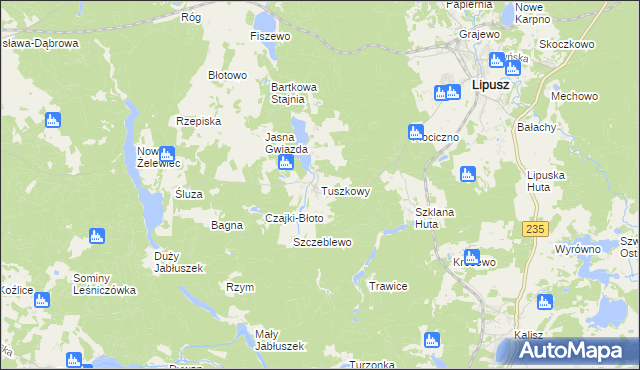 mapa Tuszkowy, Tuszkowy na mapie Targeo