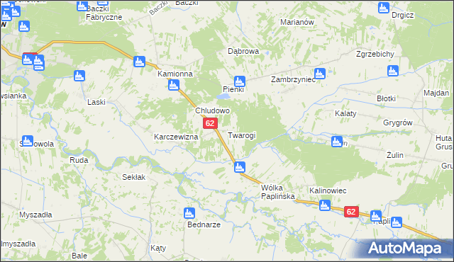 mapa Twarogi gmina Łochów, Twarogi gmina Łochów na mapie Targeo