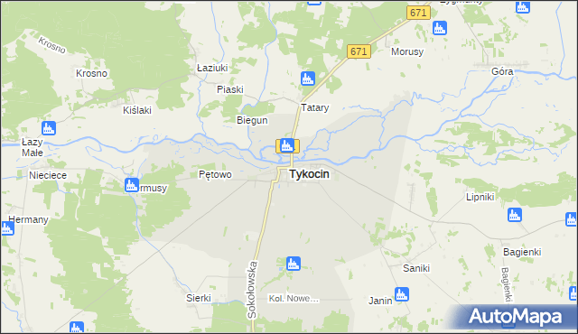 mapa Tykocin, Tykocin na mapie Targeo