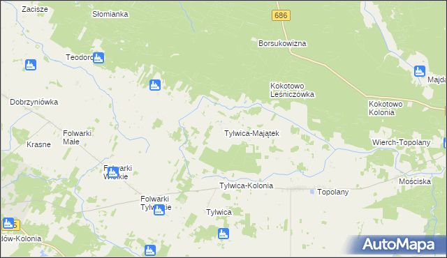 mapa Tylwica-Majątek, Tylwica-Majątek na mapie Targeo