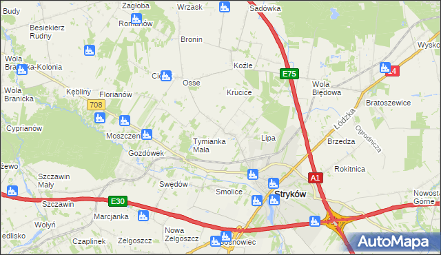 mapa Tymianka gmina Stryków, Tymianka gmina Stryków na mapie Targeo