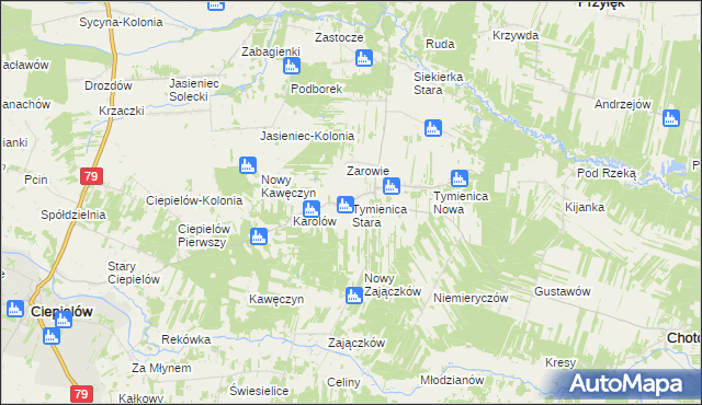 mapa Tymienica Stara, Tymienica Stara na mapie Targeo