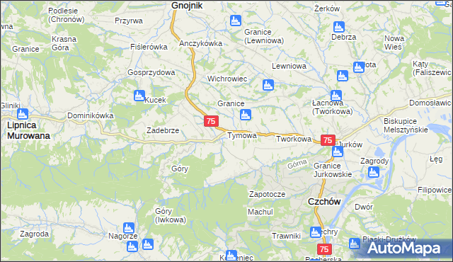 mapa Tymowa gmina Czchów, Tymowa gmina Czchów na mapie Targeo