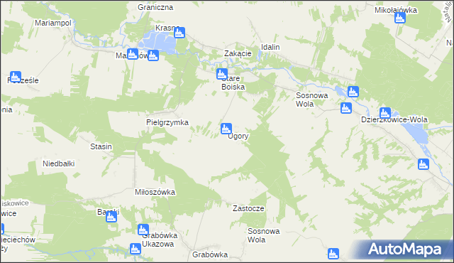 mapa Ugory gmina Józefów nad Wisłą, Ugory gmina Józefów nad Wisłą na mapie Targeo