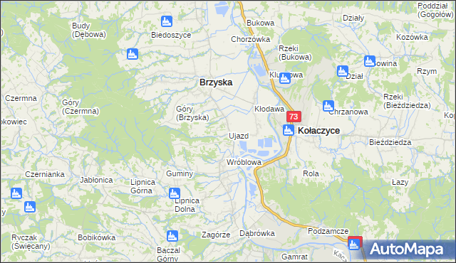 mapa Ujazd gmina Brzyska, Ujazd gmina Brzyska na mapie Targeo