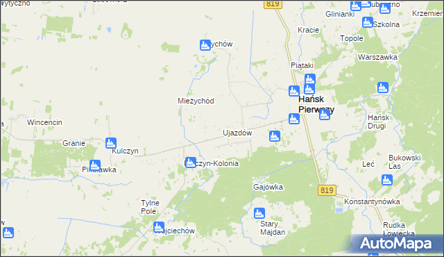 mapa Ujazdów gmina Hańsk, Ujazdów gmina Hańsk na mapie Targeo