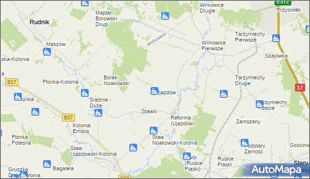 mapa Ujazdów gmina Nielisz, Ujazdów gmina Nielisz na mapie Targeo