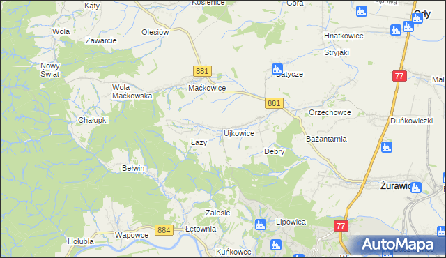 mapa Ujkowice, Ujkowice na mapie Targeo