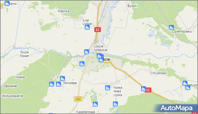 mapa Ujście powiat pilski, Ujście powiat pilski na mapie Targeo